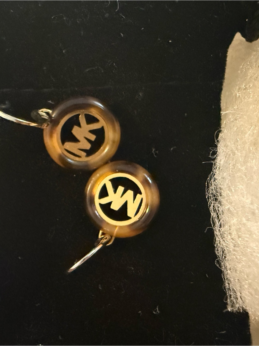 Michael Kors Tortoiseshell and Gold MK Drop Earrings